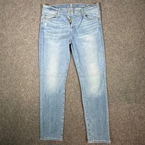 7 For All Mankind Josefina Skinny Boyfriend Jeans Light Wash Button Fly Size 26